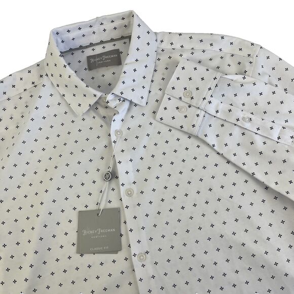 New Mens Hickey Freeman Long Sleeve Button Up Shirt Size Medium White NWT - Picture 1 of 8